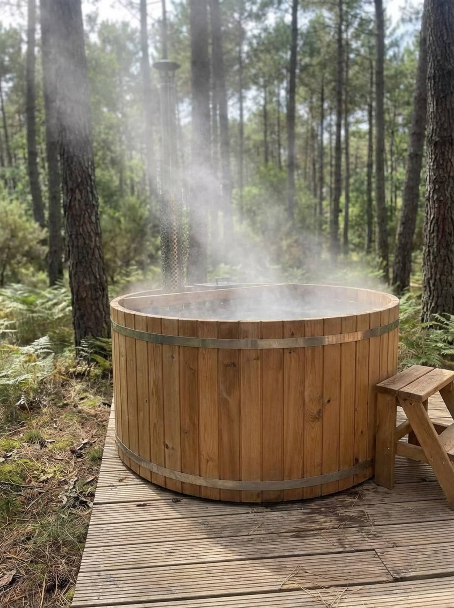 Bain nordique au milieu de la forêt